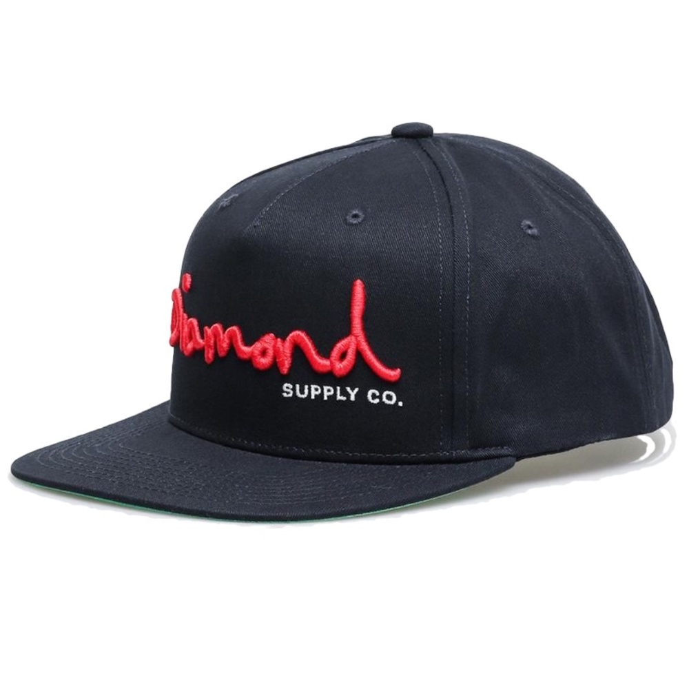 NEW Diamond Supply Co Script Mens Navy Snapback Hat